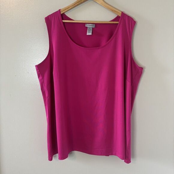 Catherines Liquid Knit Bright Pink Tank Top Slinky Sleeveless Shirt Sz 3X - Picture 1 of 6